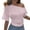 Pink, variant on Summer Smocked Sleeveless Blouse Off Shoulder Ruffled Waist Tie Slim Fit Casual Top Long Sleeve Tees for Women T Shirt Women Summer Casual Raglan Tee