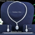 thumbnail image 5 of Sparkling White Baguette CZ Brides Prom Dangling Drop Necklace 3pcs Jewelry Set, 5 of 5