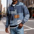 thumbnail image 2 of LWavelet Men's Denim Patchwork Polo Shirt - Retro Vibe, Perfect for Casual Leisure & Spring Outfits Blue 5XL, 2 of 5