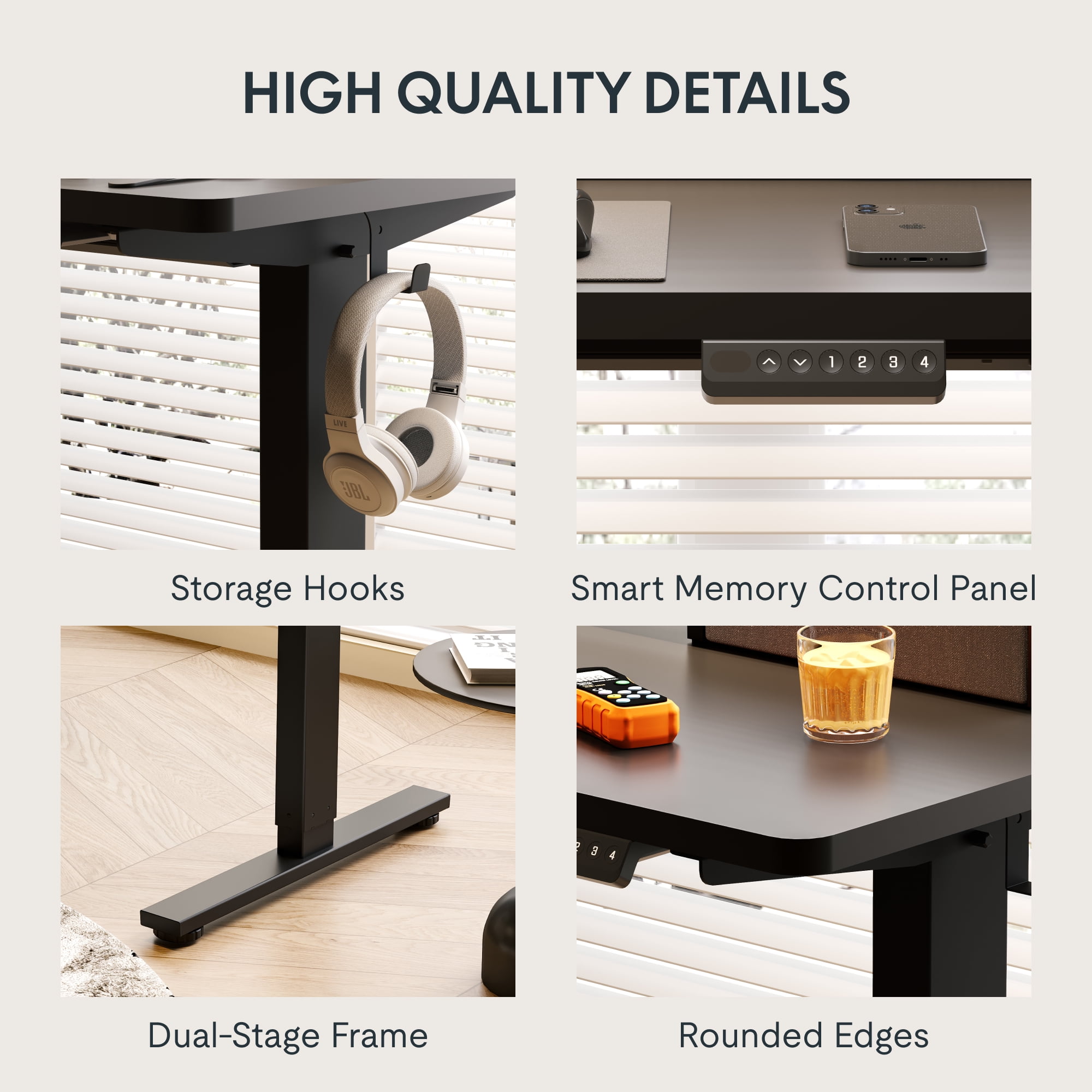 FlexiSpot 55"x24" Electric Standing Desk with One-Piece Desktop, 2 Removable Drawers, Headphone Hook, 4 Height Memory Presets, 250lbs Capacity Ergonomic Sit Stand Desk with Monitor Stand
