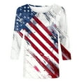 thumbnail image 6 of Dazajoo American Flag Shirts for Women 4th of July 3/4 Sleeve Tops 2o25 Independence Day Crew Neck Patriotic Blouses,Multicolor,S, 6 of 6
