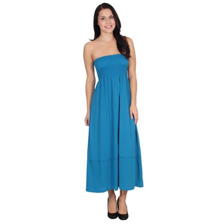 Simplicity Women's Blue Maxi Summer Long strapless dress