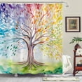thumbnail image 4 of Colorful Tree Shower Curtain Abstract Aesthetic Oil Painting Shower Curtains for Bathroom Pretty Cute Nature Art Waterproof Fabric Bath Curtain Decor with Hooks (Multicolor, 72\u201d x 72\u201d), 4 of 6