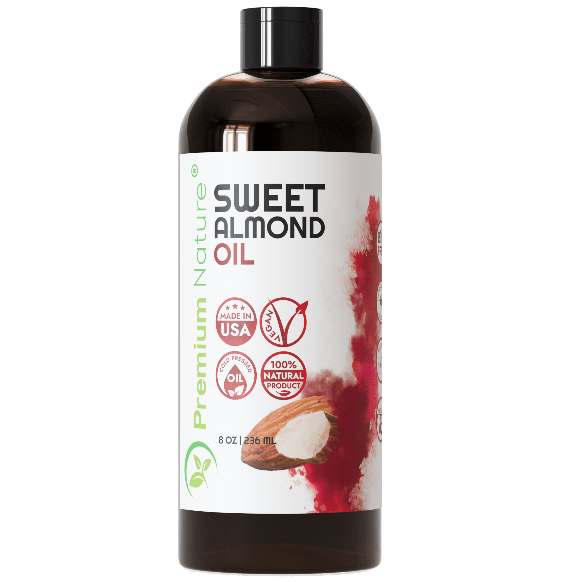 Sweet Almond Oil 8 oz - 100% Pure Cosmetic Grade, Cold Pressed, Unscented Moisturizing Oil for Skin, Hair & Body, Lightweight Carrier Oil for Massage & DIY Beauty
