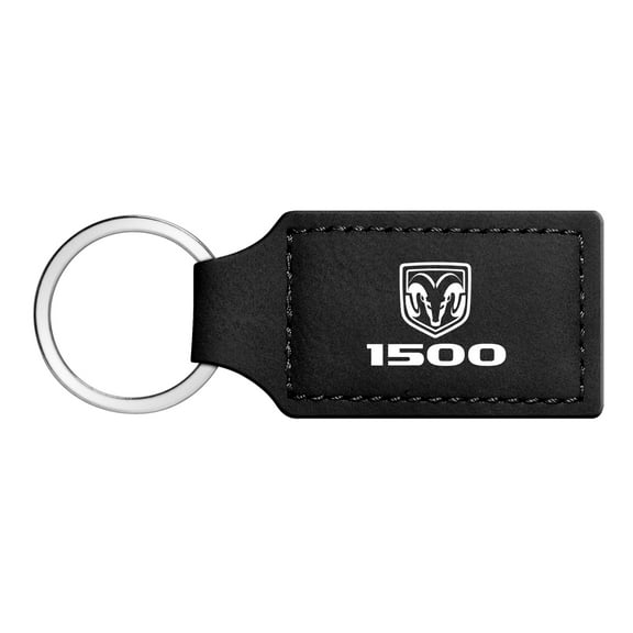 RAM 1500 Logo Rectangular Black Leather Key Chain