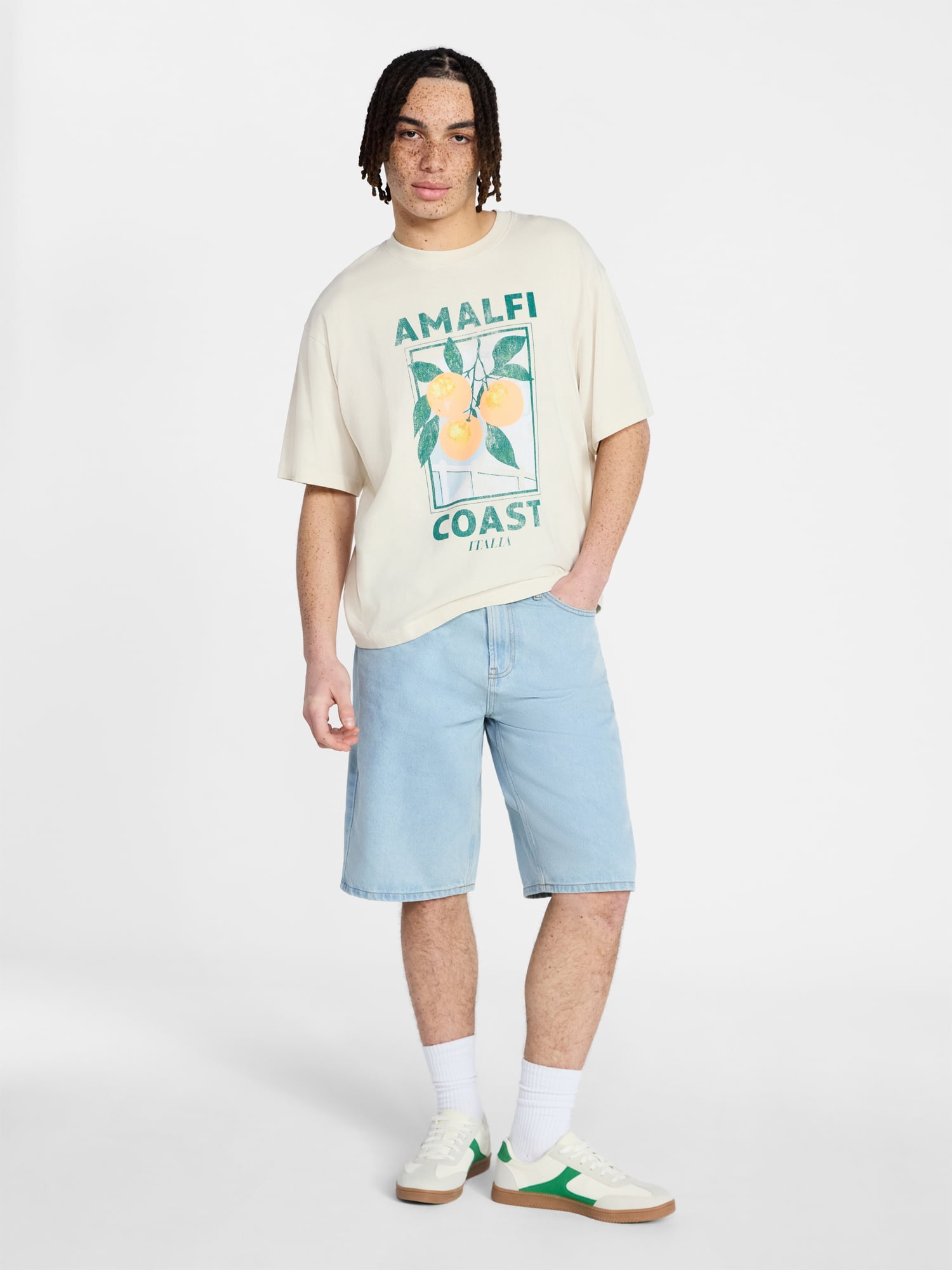 No Boundaries Boxy Fit Heavyweight Graphic Tee Shirt, Men's XS-4XLT