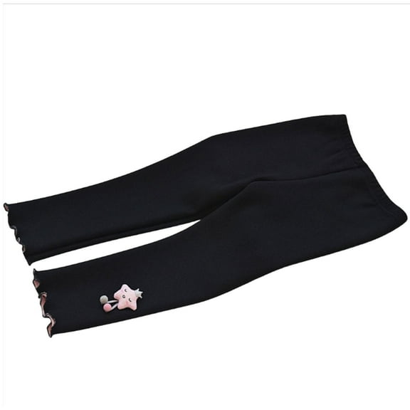 XFHLMJFF Girls Lined Thermal Leggings Warm Winter Cartoon Pattern Solid Color Thick Warm Trousers for 5-6 Years