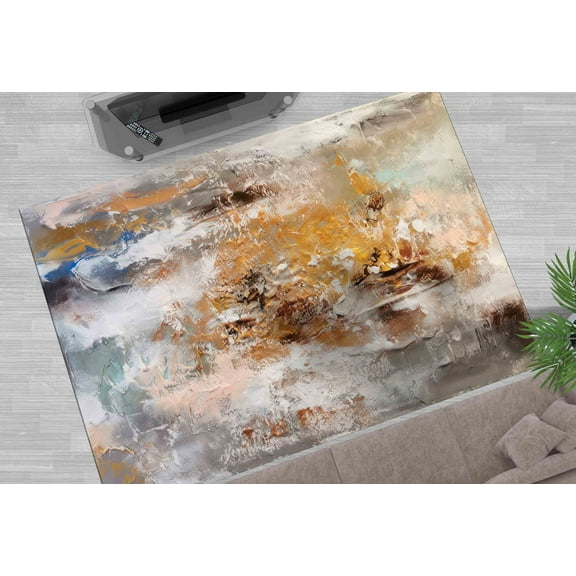 Indoor Rug, Brown And Gray Painting Rugs, Brown Rug, Home Decor Rug, Large Rugs, Modern Rug, Corridor Rugs, Kitchen Rugs, Non Slip Rug, 2.6'x9.2' - 80x280 cm