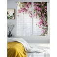 thumbnail image 4 of Pink Spring Floral Semi Sheer Window Curtains 72 Inches Long, Summer Flowers Farmhouse Rod Pocket Voile Silky Chiffon Curtain Light Filtering Drapes for Living Room, Kitchen, 52"x72", 2 Panels, 4 of 9