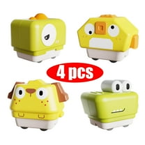 KOYPTL Baby Animals Press Car Toys Set for Toddlers 6-12 8-18 Months,Touch & Go Moving for Boys Girls,Crawling Tummy Time Toy for 1 2 Years Old Gift for Christmas Stocking Stuffers Birthday -Yellow