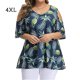 thumbnail image 1 of Camisa de mujer Blusa estampada con hombros descubiertos y manga corta con cuello en V, Azul oscuro, 4XL Methold AP002468-14, 1 of 4