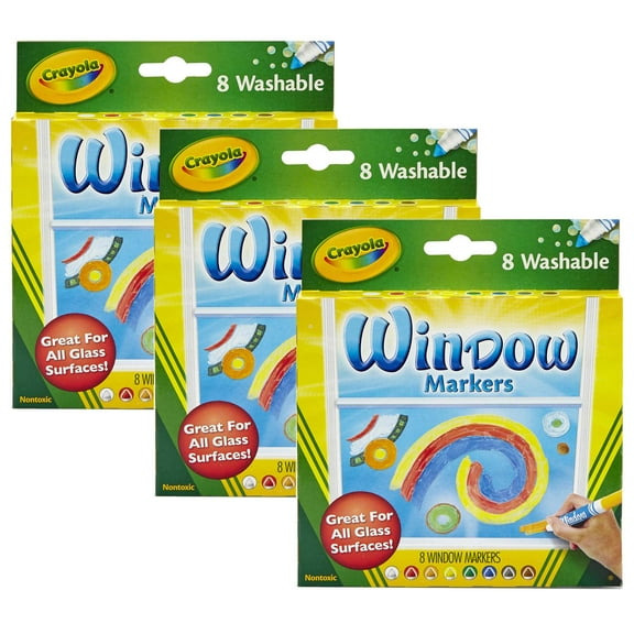 Crayola Washable Window Markers, 8 Per Box, 3 Boxes