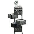 thumbnail image 3 of Anvazise Kitchen Trolley Rotating Trolley, Square Kitchen Trolley, Rotating Kitchen Storage Shelves, Kitchen Vegetable Storage Organizer, Fruit Basket Floor Stand Shelf Fruit Tower, 4 Tiers (Black), 3 of 10