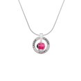 thumbnail image 2 of Delight Jewelry Silvertone Hot Pink Ladybug Spinner Laugh Ring Charm Necklace, 18", 2 of 4