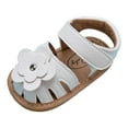 thumbnail image 3 of GXWEA Baby Girl Sandals 6-12 Months Baby Shoes 0-3 Months Baby Toddler Girls Pu Leather Soft Open Toe Summer Sandals Flower Princess Flat Shoes White 6-12 Months, 3 of 5