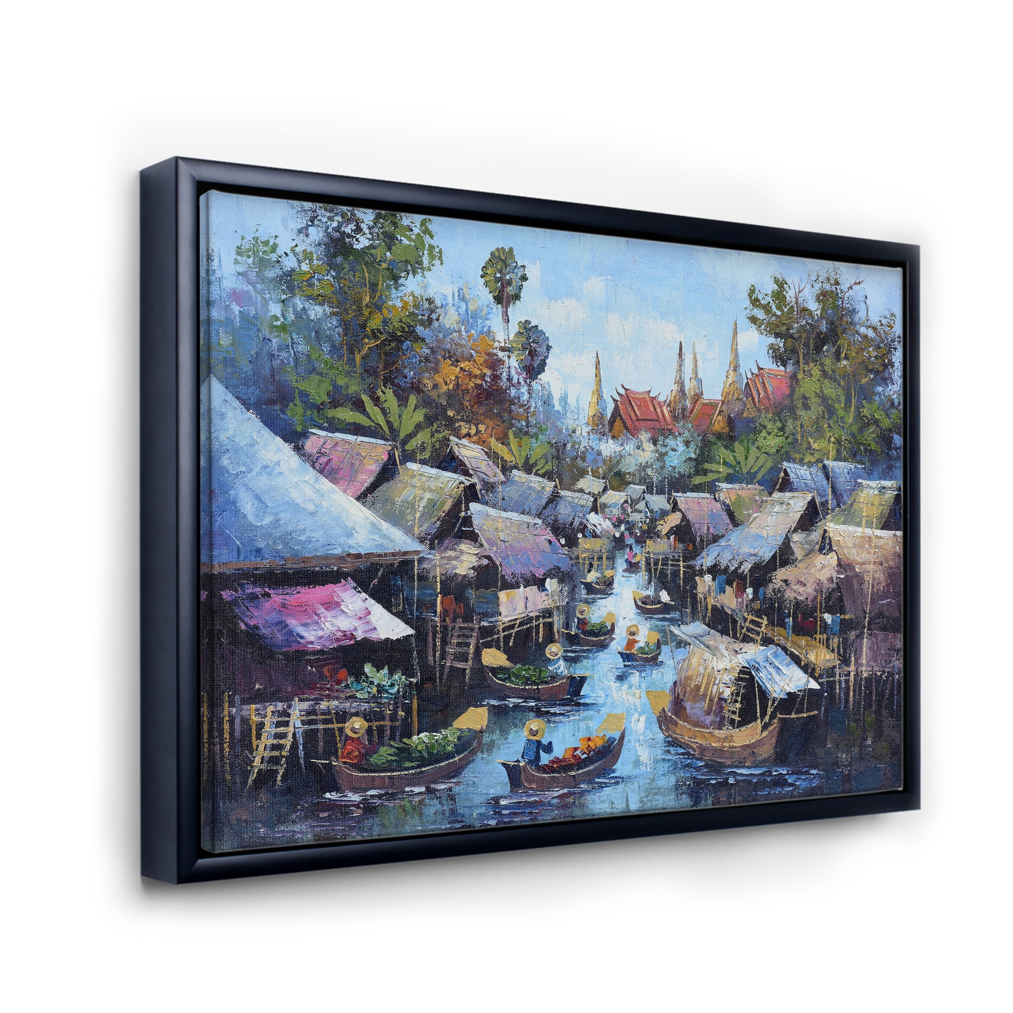 Designart 'Ancient Waterside Life I' Traditional Framed Canvas Wall Art Print