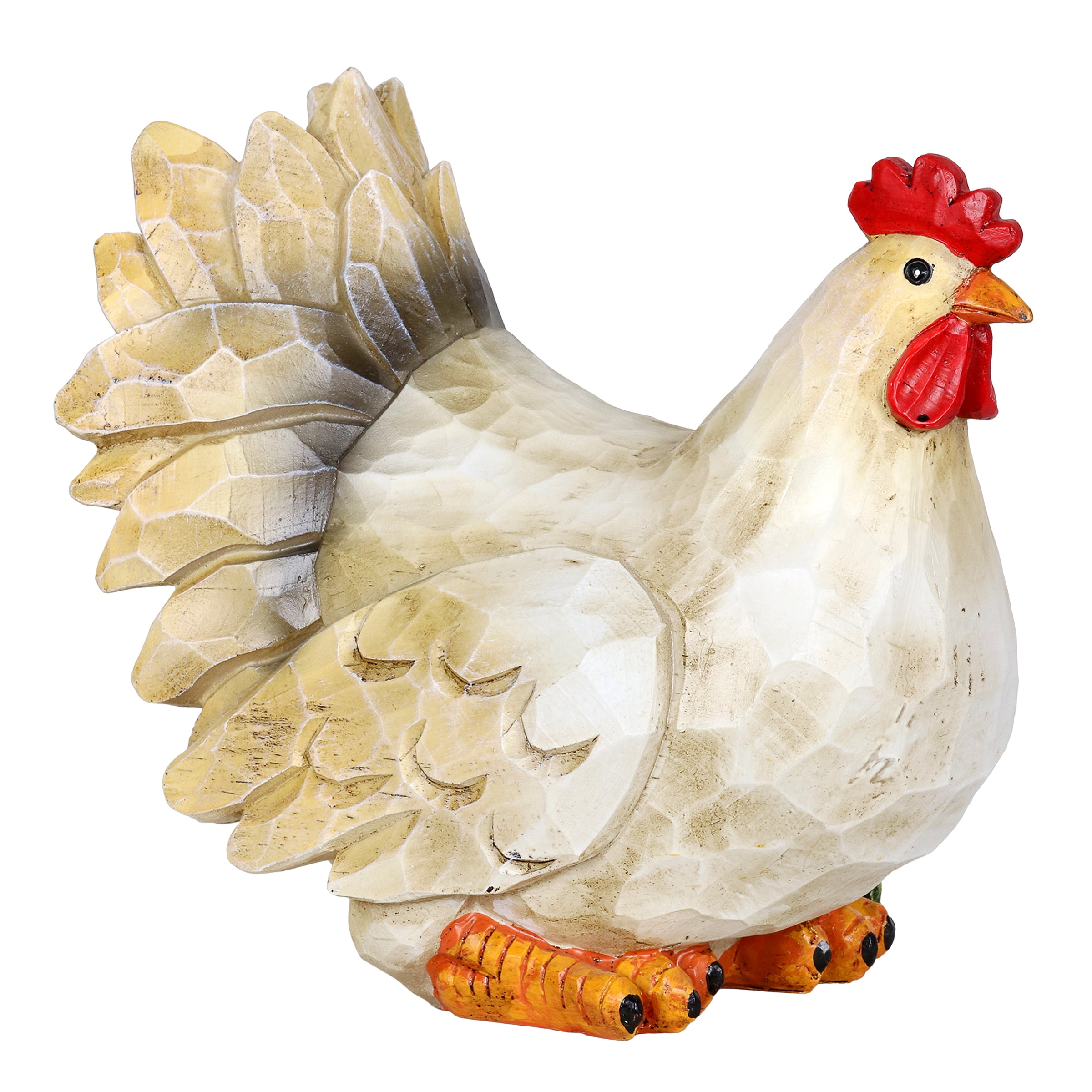 Exhart Solar Hand Painted Hen Garden Statue, 9 inch, Resin, Multicolor