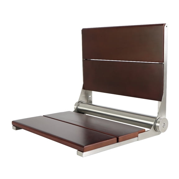 Kingston Brass KBSS16168 Soutien 2-Slat Shower Seat, Dark Wood/Brushed Nickle