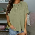 thumbnail image 2 of ShomPort Plus Size Hollow out Tops for Women Summer Loose Tunic Tops Solid Color Short Sleeve V Neck T-Shirts, 2 of 8