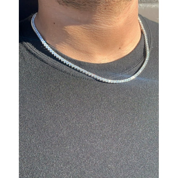 3MM Round Cut Lab Created Diamond Tennis Necklace 14k White Gold Plated