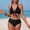 Black, variant on Tummy Control Bathing Suits for Women Sexy Swim Suit Tie-Front Bikinis High Waist Halter Black Women Bathing Suits,XL