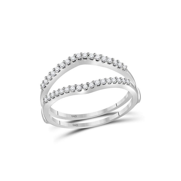 FB Jewels 14kt White Gold Womens Round Diamond Ring Guard Wrap Enhancer Wedding Band 1/4 Cttw