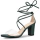 thumbnail image 1 of Sandalias De Tacón Correa Transparente Tacón De Bloque Cordón Arriba Para Mujer Verde oscuro 37, 1 of 6