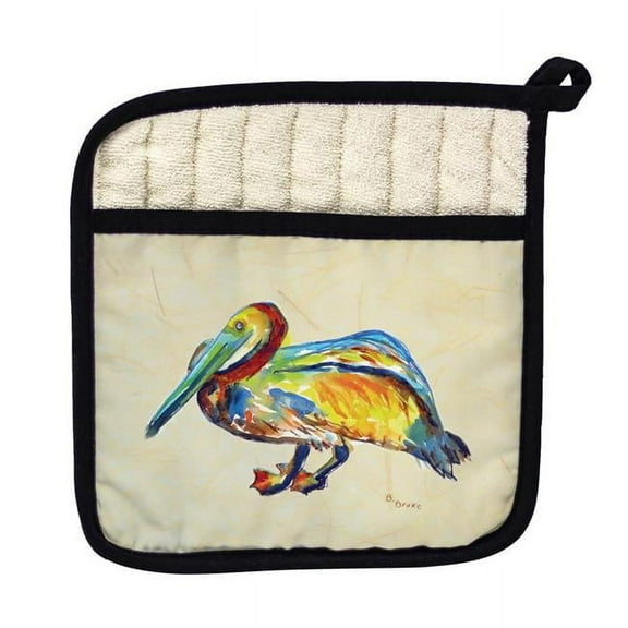 Betsy Drake PT984B Gertrude Pelican on Beige Pot Holder