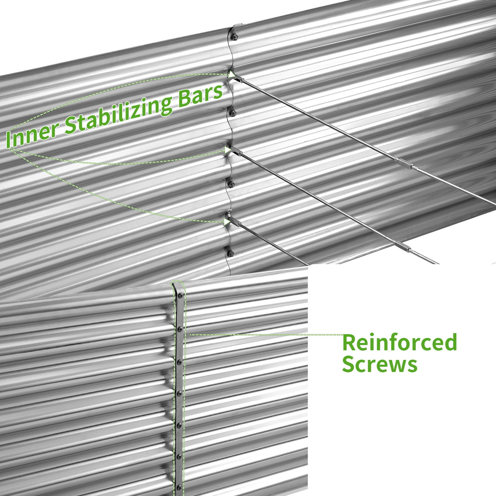 Land Guard 8x4x2ft Raised Rectangle Garden Beds Outdoor,Galvanized Metal Planter Box for Vegetables,Starlight Silver