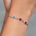 thumbnail image 4 of Gem Stone King 925 Silver and 10K Yellow Gold Swiss Blue Topaz Red Created Ruby Purple Amethyst and Lab Grown Diamond Tennis Bracelet for Women By Keren Hanan (2.26 cttw, Adjustable up To 9 inch), 4 of 4