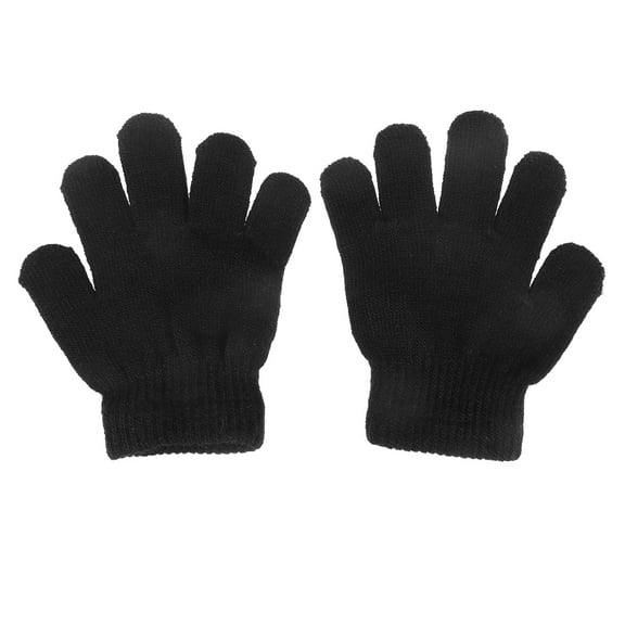 GOOHOCHY 12 Pairs Kids Full Finger Winter Gloves Black for Girls Warm and Cozy