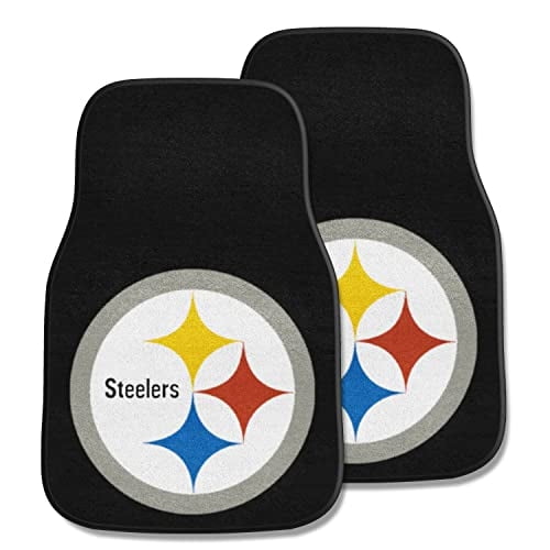 FANMATS - 5826 Alfombra para automóvil de nylon con logo NFL de los Pittsburgh Steelers, negra, 18x27