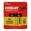 Eveready Gold Alkaline C Batteries, 2 Pack of C Cell Batteries