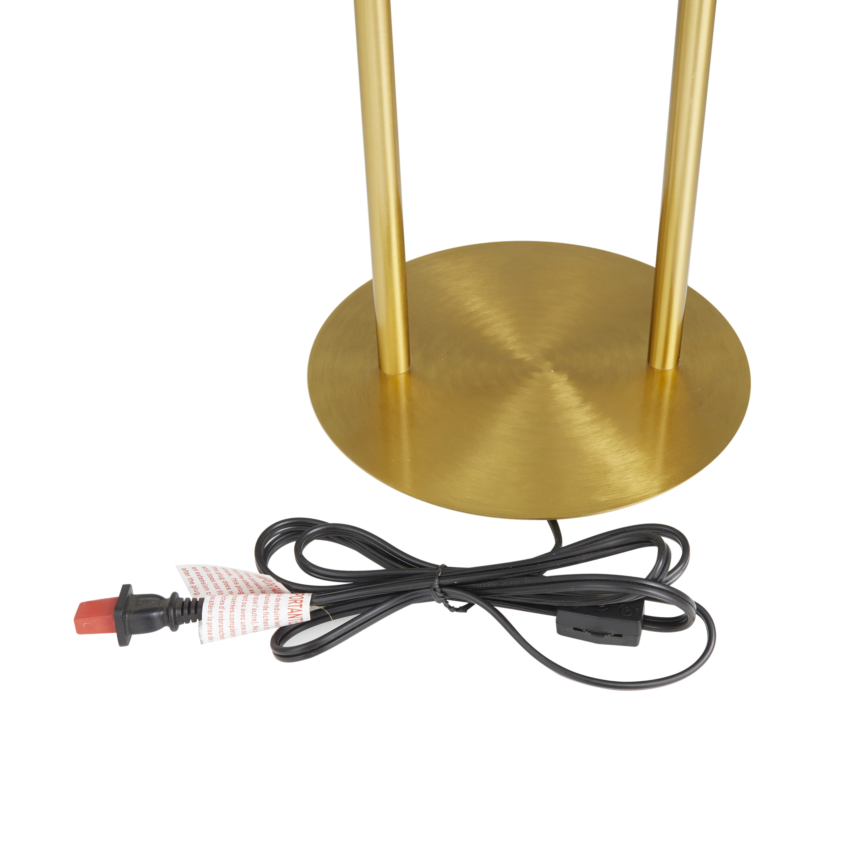 DecMode 19" Arched Gold Table Lamp with White Linen Shade