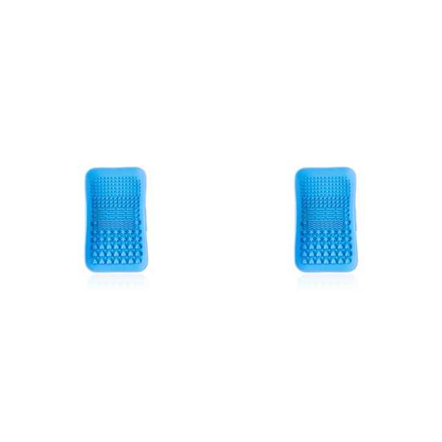 Qarigey Universal mujeres portátil sombra de ojos base maquillaje cepillo limpieza estera hogar Hotel silicona almohadilla belleza Azul 2piezas
