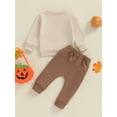 thumbnail image 4 of Suealasg Toddler Boys Halloween Outfits Set 6M 1T 2T 3T Long Sleeve Pumpkin Print Sweatshirt + Pants Set 2Pcs Infant Baby Halloween Clothes, 4 of 7