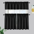 thumbnail image 2 of Haperlare Kitchen Curtains 30"W x 36"L Waffle Woven Textured Light Filtering Cafe Curtains for Bathroom, Black, 2 Panels, 2 of 8