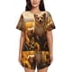 thumbnail image 1 of Fotbe Pastoral Sunflower Corgi Conjunto de Pijama Estampado para Mujer, 2 Piezas, Ropa de Dormir con Camiseta de Manga Corta y Shorts Suaves-Medium, 1 of 6
