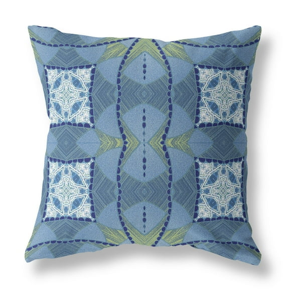 Cosmic Circle Sprays Throw Pillow in Muted Blue Yellow 18x18