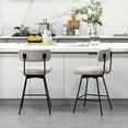 thumbnail image 4 of Costway 25" Upholstered Swivel Bar Stool Set of 4 with Padded Seat & Backrest Metal Frame, 4 of 9