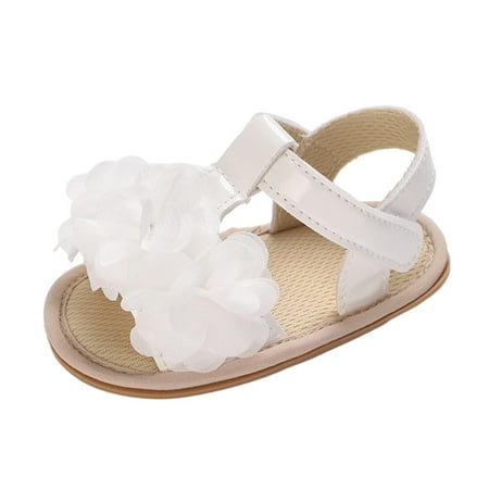 

Virmaxy Babys First Walkers (6-12m) Summer New Rose Childrens Shoes Baby Walking Shoes Flat Soft Bottom Baby Girls Sandals White