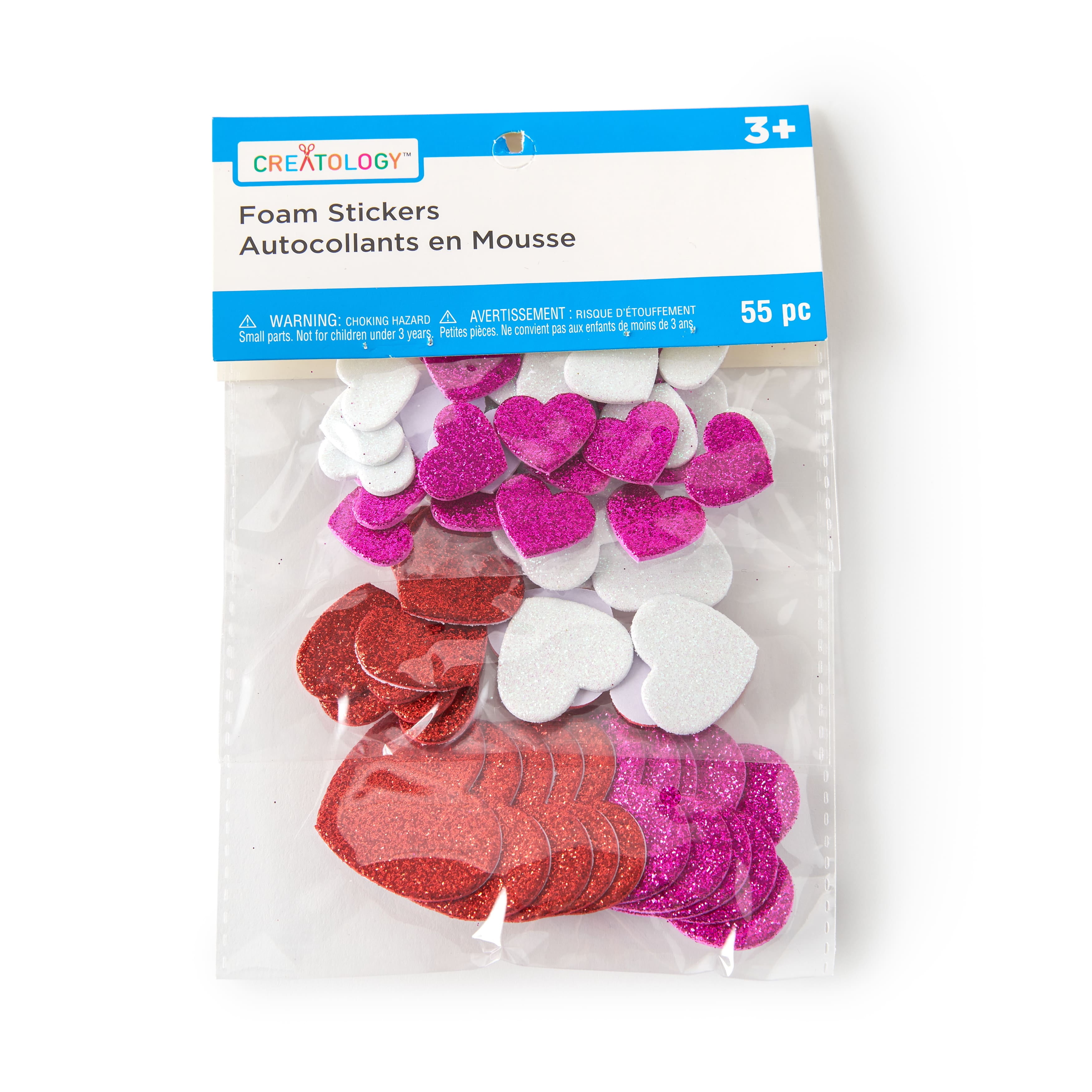 Foam Glitter Heart Stickers - Pack of 120, Foam