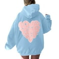 thumbnail image 6 of Baqcunre Womens Hoodies Women's Long Sleeved Zipperless Back Love Your Self Printed Hoodie Fleece Jacket Fall Outfits Women Trendy Sky Blue M, 6 of 6