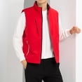 thumbnail image 4 of Puntoco Chaqueta Ajustada Con Múltiples Bolsillos Y Cuello Alto De Color Sólido Para Hombre, Chaquetas Casuales Sin Capucha Y Sin Mangas, 4 of 5