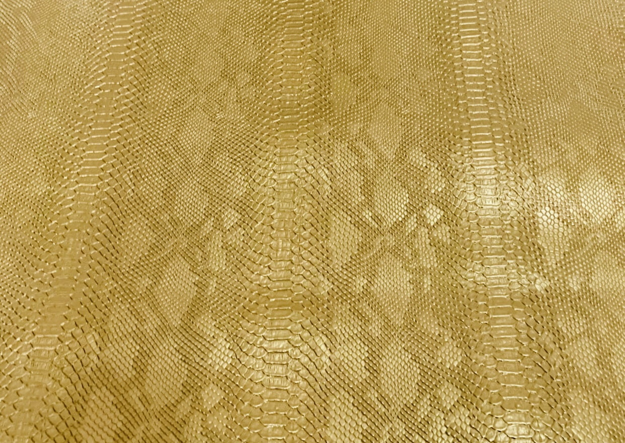 Fabrics Forever Anaconda Gold Faux Leather Upholstery Fabric by the Yard