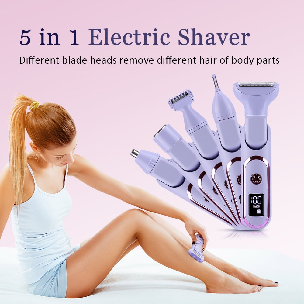 Electric Razor for Women,Facial Hair Removal for Women,5-in-1 Multi-Function Women's Hair Removal Trimmer,Facial Hair Trimmer for Women,Cordless Waterproof Bikini Trimmer Shaver Razor Purple
