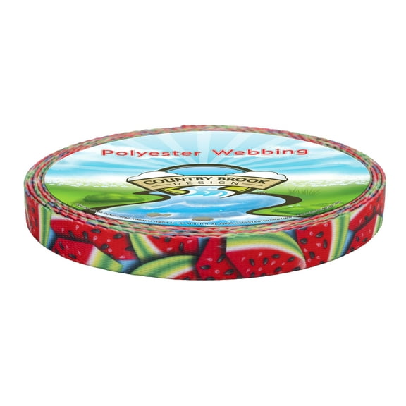 Country Brook Design - Summer Melon Polyester Webbing (5/8 Inch, 50 Yards)