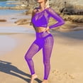 thumbnail image 4 of JSGEK Women Halter Neck Fishnet Crop Top and Pants Set Sheer Fabric 2 Piece Lingerie for Beach or Poolside Purple Free Size, 4 of 5