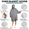 thumbnail image 5 of Black White and Gray Checkerboard Pattern Wearable Oversized Blanket,Wearable Blanket Hoodie for Adults,Cozy Hooded Blankets with Super Pockets,Super Warm Fuzzy Pullover for Women & Men, 5 of 6