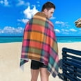 thumbnail image 4 of GZHJMY Microfiber Beach Towel,Vintage Colorful Plaid Classial Buffalo Check Tartan Super Absorbent Sport Towel with Pouch,Quick Dry Pool Towels Pool Blanket for Swimming 31×71in Bath Towels, 4 of 7